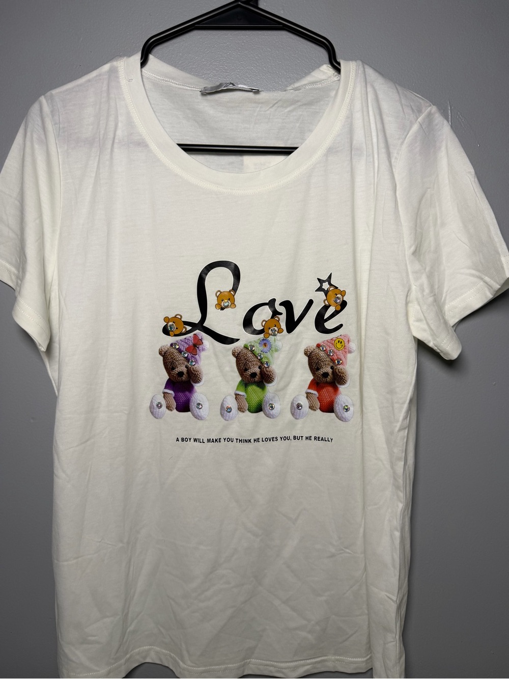 Love Teddy Graphic Tee - White - Unbranded